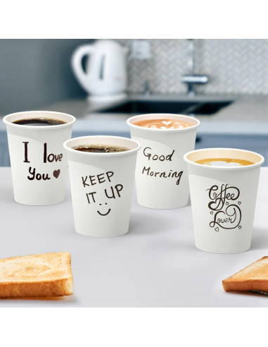 100 Tazas de Papel Desechables 8 oz Dealusy A Prueba de Fugas