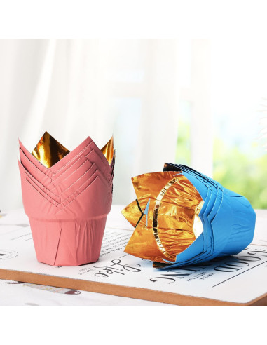 Forros de Cupcake Tulipán Dorado PARTYHIPPO 100 Pcs