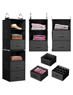Organizador de Closet Colgante Pipishell 6 Estantes Negro