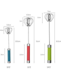 Batidor de Huevos Semiautomático Fnoko Acero Inoxidable 3PCS 2