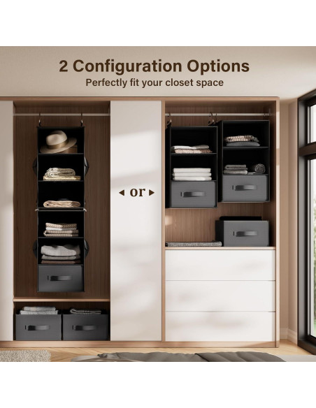 Organizador de Closet Colgante Pipishell 6 Estantes Negro