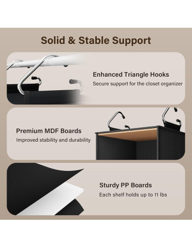 Organizador de Closet Colgante Pipishell 6 Estantes Negro
