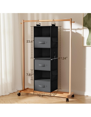 Organizador de Closet Colgante Pipishell 6 Estantes Negro