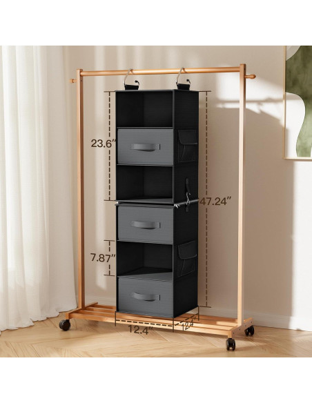 Organizador de Closet Colgante Pipishell 6 Estantes Negro