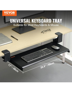 Bandeja para Teclado VEVOR Abrazadera C 68x28cm Ergonomica 2