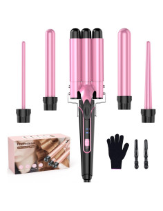 Varita Rizada 5 en 1 BESTOPE PRO Rosa 3 Barriles 20 cm