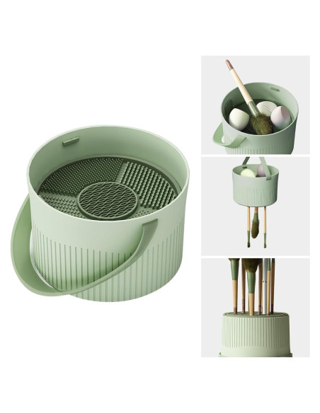 Soporte 3 en 1 para Limpiar Brochas de Maquillaje Sonnorel Verde