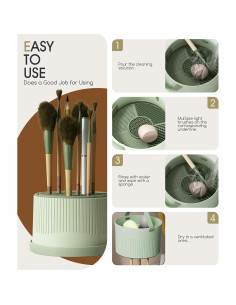 Soporte 3 en 1 para Limpiar Brochas de Maquillaje Sonnorel Verde 2