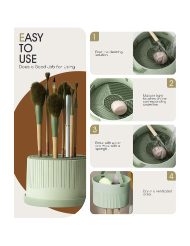 Soporte 3 en 1 para Limpiar Brochas de Maquillaje Sonnorel Verde