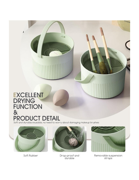 Soporte 3 en 1 para Limpiar Brochas de Maquillaje Sonnorel Verde