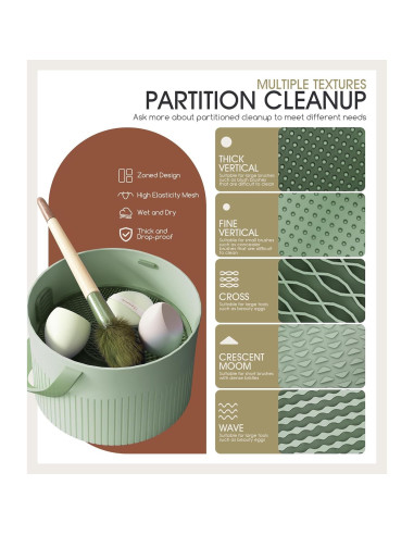 Soporte 3 en 1 para Limpiar Brochas de Maquillaje Sonnorel Verde