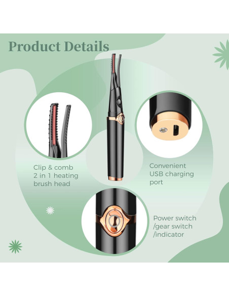 Rizador de Pestañas Eléctrico Anjetan 2 en 1 USB 3 Modos