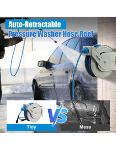 Carrete de Manguera Retráctil FIXFANS 18.29m 3600 PSI 2