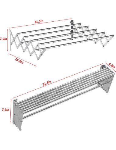 Estante de Secado Plegable Guevara Acero Inoxidable 120 lbs