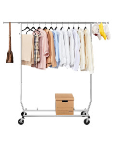 Perchero Ajustable Yaheetech con Ruedas Cromado 90kg