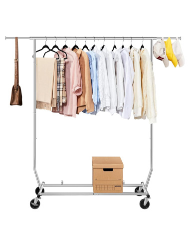 Perchero Ajustable Yaheetech con Ruedas Cromado 90kg