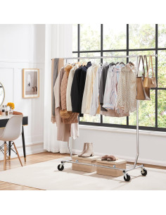 Perchero Ajustable Yaheetech con Ruedas Cromado 90kg 2