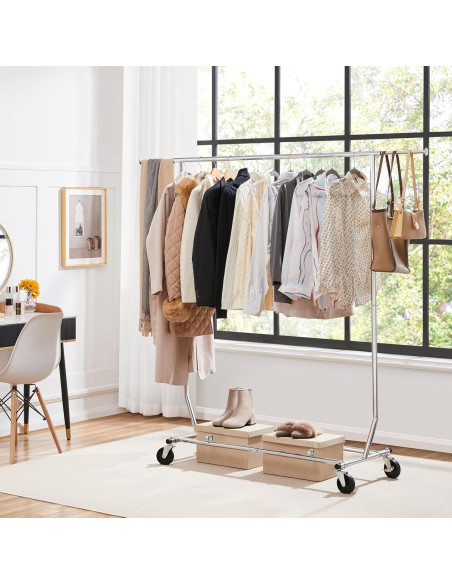 Perchero Ajustable Yaheetech con Ruedas Cromado 90kg