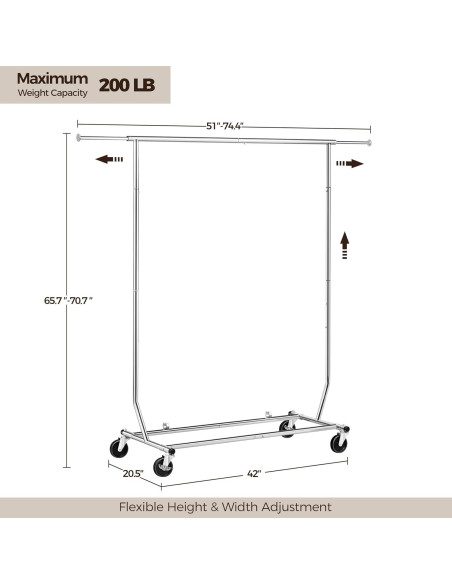 Perchero Ajustable Yaheetech con Ruedas Cromado 90kg