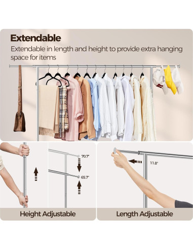 Perchero Ajustable Yaheetech con Ruedas Cromado 90kg