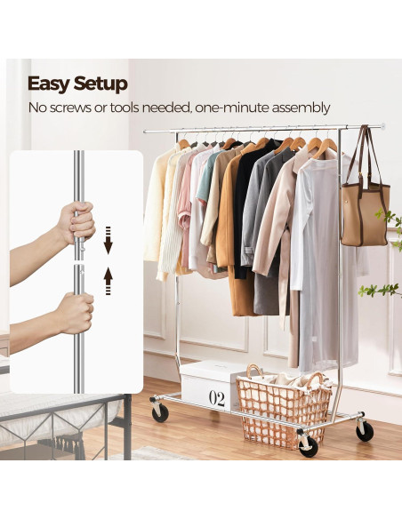 Perchero Ajustable Yaheetech con Ruedas Cromado 90kg