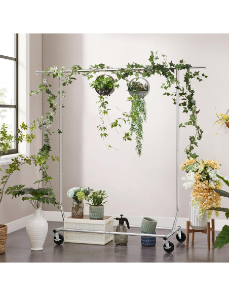 Perchero Ajustable Yaheetech con Ruedas Cromado 90kg