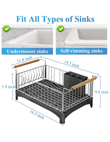 Escurridor de Platos SNTD Acero Inoxidable Grande 38 cm