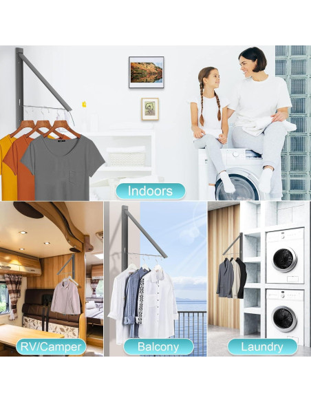 Estante Plegable para Secar Ropa SunEegral Gris 36 cm