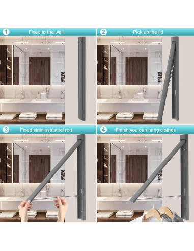 Estante Plegable para Secar Ropa SunEegral Gris 36 cm