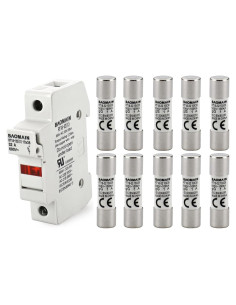 Portafusibles RT18-32 Baomain con 10 Fusibles Cerámicos 1A