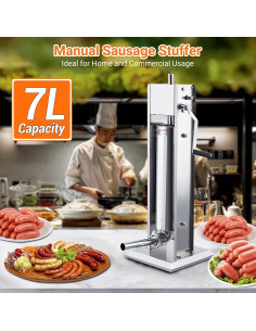 Rellenador de Salchichas Manual PioneerWorks 7L Acero Inoxidable 2