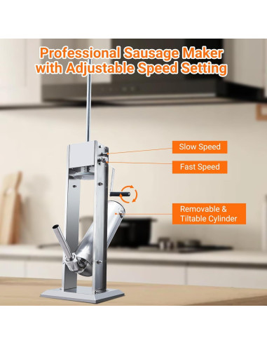 Rellenador de Salchichas Manual PioneerWorks 7L Acero Inoxidable