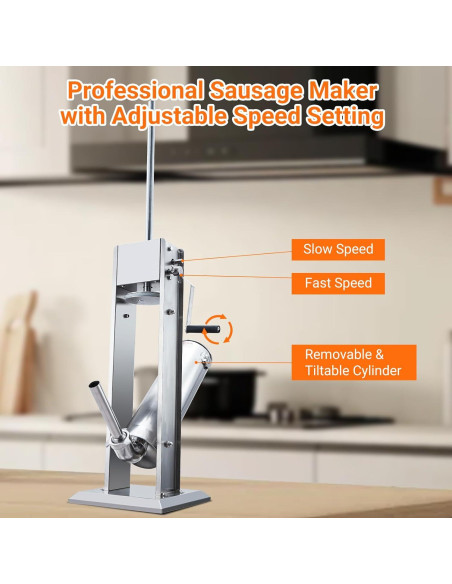 Rellenador de Salchichas Manual PioneerWorks 7L Acero Inoxidable