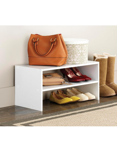 Estante para zapatos apilable Whitmor 2 estantes blanco 60,96 cm