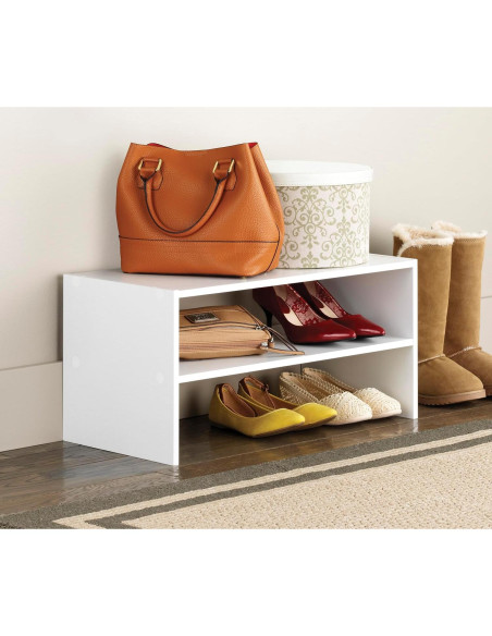 Estante para zapatos apilable Whitmor 2 estantes blanco 60,96 cm