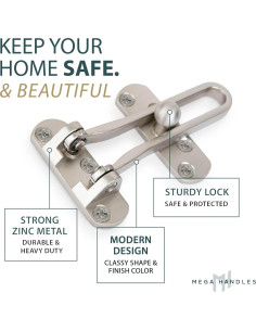 Cerradura de Puerta de Seguridad Mega Handles Níquel Satinado 2