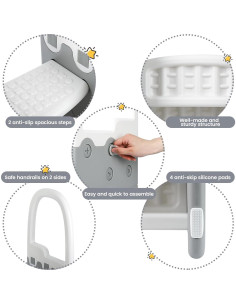 Taburete de 2 Pasos GAOMON para Niños Blanco Antideslizante 2