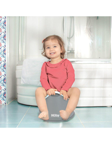 Asiento de Entrenamiento para Baño Nuby - Tazón Removible - 9+ Meses - Gris