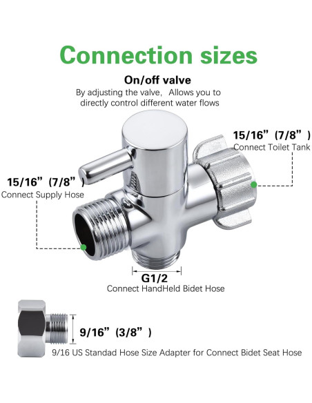 Adaptador T para Bidet HSMhose con Válvula de Cierre de Latón