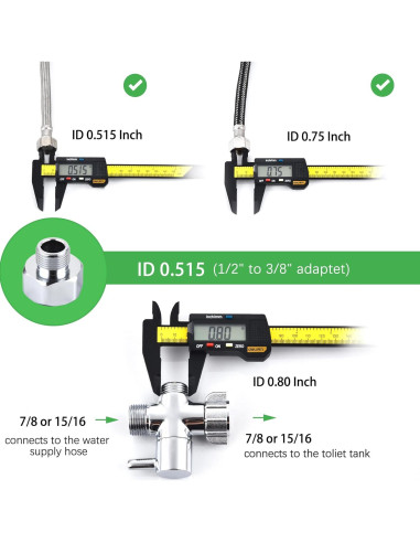 Adaptador T para Bidet HSMhose con Válvula de Cierre de Latón