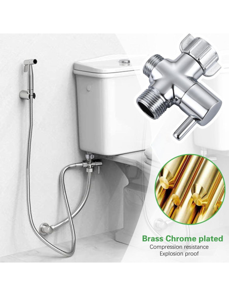 Adaptador T para Bidet HSMhose con Válvula de Cierre de Latón