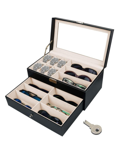 Estuche Organizador de Gafas y Relojes Jolitac 12 Compartimentos