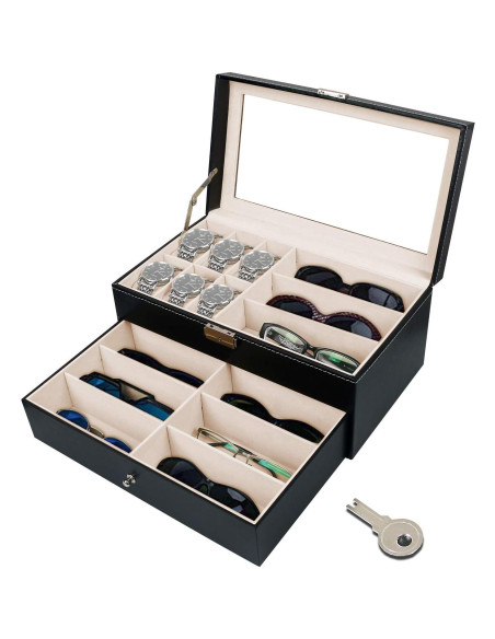 Estuche Organizador de Gafas y Relojes Jolitac 12 Compartimentos