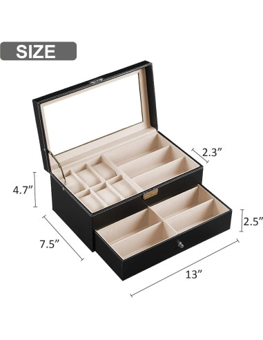 Estuche Organizador de Gafas y Relojes Jolitac 12 Compartimentos