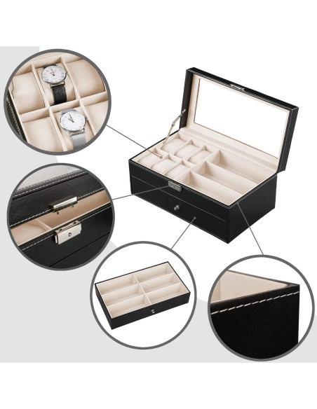 Estuche Organizador de Gafas y Relojes Jolitac 12 Compartimentos