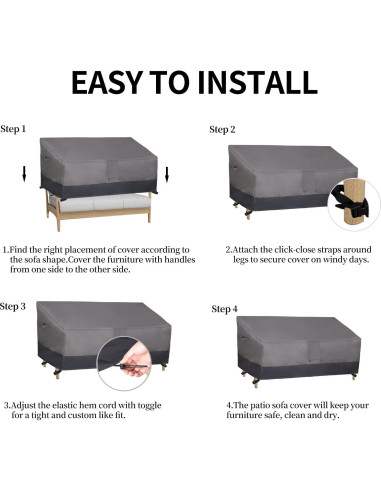 Funda para Sofá de Patio Easy-Going 3 Plazas Gris 93x216x89 cm