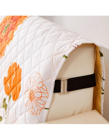 Funda de Sofá Loveseat EVENHUG Naranja Floral Antideslizante