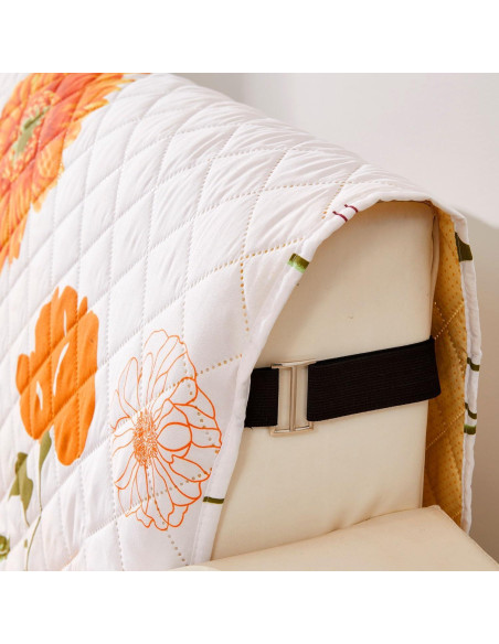 Funda de Sofá Loveseat EVENHUG Naranja Floral Antideslizante