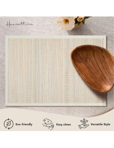 Manteles de Bambú Hausattire Set de 4 33x48 cm Beige 2
