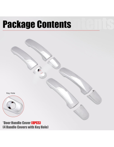 Cubiertas de Manijas de Puerta Cromadas IKON MOTORSPORTS 8 PCS